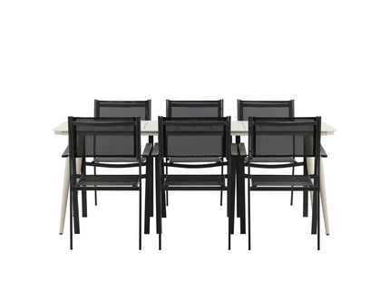 Venture Home Lina & Copacabana Matgrupp Utomhus Med 6st Matstolar Svart/Beige