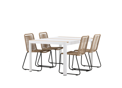 Venture Home Togo & Lindos Matgrupp Utomhus Med 4st Matstolar Vit/Brun