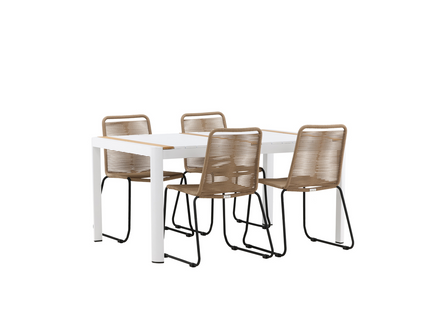 Venture Home Togo & Lindos Matgrupp Utomhus Med 4st Matstolar Vit/Brun