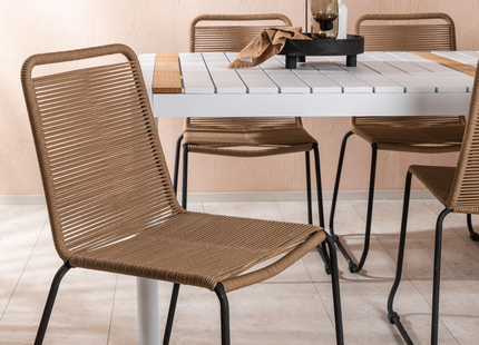 Venture Home Togo & Lindos Matgrupp Utomhus Med 6st Matstolar Vit/Brun