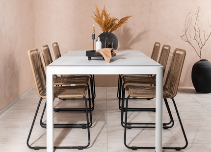 Venture Home Togo & Lindos Matgrupp Utomhus Med 6st Matstolar Vit/Brun