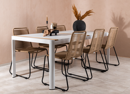 Venture Home Togo & Lindos Matgrupp Utomhus Med 6st Matstolar Vit/Brun