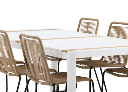 Venture Home Togo & Lindos Matgrupp Utomhus Med 6st Matstolar Vit/Brun