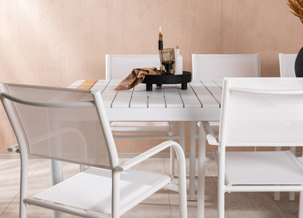 Venture Home Togo & Santorini Matgrupp Utomhus Med 6st Matstolar Vit