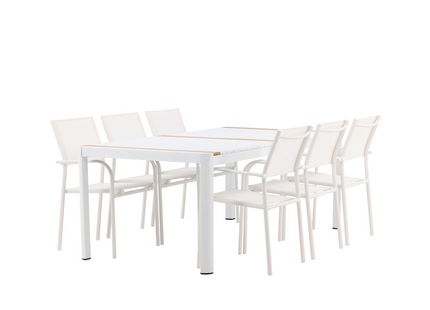 Venture Home Togo & Santorini Matgrupp Utomhus Med 6st Matstolar Vit