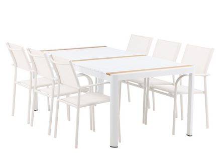 Venture Home Togo & Santorini Matgrupp Utomhus Med 6st Matstolar Vit
