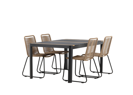 Venture Home Togo & Lindos Matgrupp Utomhus Med 4st Matstolar Svart/Brun