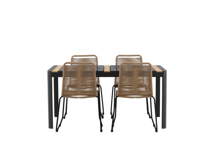 Venture Home Togo & Lindos Matgrupp Utomhus Med 4st Matstolar Svart/Brun