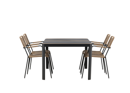 Venture Home Togo & Lindos Matgrupp Utomhus Med 4st Matstolar Svart