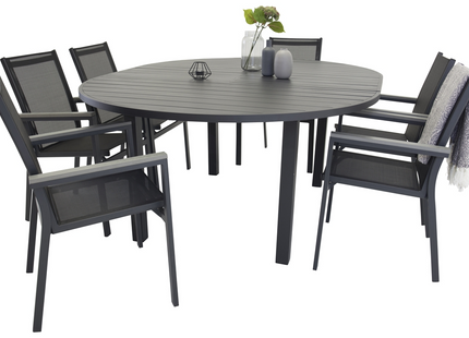 Venture Home Marbella, Parma Matgrupp Utomhus Med 6st Matstolar Svart