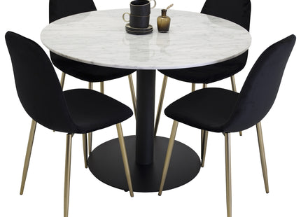 Venture Home Estelle & Polar Runda Matbord ⌀106 Vit + Matstolar 2-pack Svart