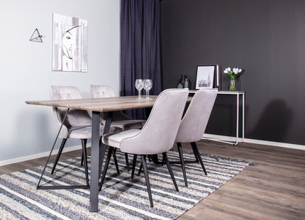 Venture Home Marina & Velvet Deluxe Rektangulära Matbord 180 x 90 Nature + Matstolar 2-pack Ljusgrå