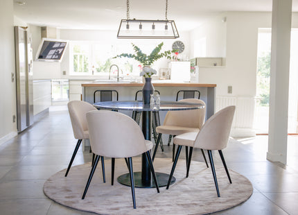 Venture Home Velvet & Estelle Matstolar 2-pack Beige + Runda Matbord ⌀106 Mörkgrå