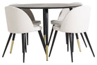 Venture Home Dipp & Velvet Runda Matbord ⌀115 Svart + Matstolar 2-pack Grädde