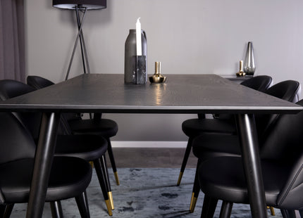 Venture Home Dipp & Velvet Rektangulära Matbord 180 x 90 Svart + Matstolar 2-pack Svart
