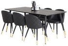 Venture Home Dipp & Velvet Rektangulära Matbord 180 x 90 Svart + Matstolar 2-pack Svart