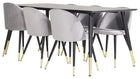 Venture Home Dipp & Velvet Rektangulära Matbord 180 x 90 Svart + Matstolar 2-pack Grå