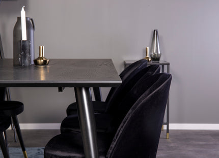 Venture Home Dipp & Velvet Rektangulära Matbord 180 x 90 Svart + Matstolar 2-pack Svart