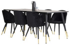 Venture Home Dipp & Velvet Rektangulära Matbord 180 x 90 Svart + Matstolar 2-pack Svart