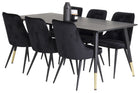 Venture Home Dipp & Velvet Deluxe Rektangulära Matbord 180 x 90 Svart + Matstolar 2-pack Svart