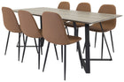 Venture Home Polar & Marina Matstolar 2-pack Brun + Rektangulära Matbord 180 x 90 Nature