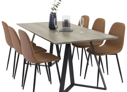 Venture Home Polar & Marina Matstolar 2-pack Brun + Rektangulära Matbord 180 x 90 Nature