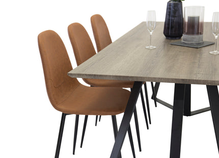 Venture Home Polar & Marina Matstolar 2-pack Brun + Rektangulära Matbord 180 x 90 Nature