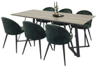 Venture Home Velvet & Marina Matstolar 2-pack Grön + Rektangulära Matbord 180 x 90 Nature