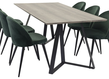 Venture Home Velvet & Marina Matstolar 2-pack Grön + Rektangulära Matbord 180 x 90 Nature