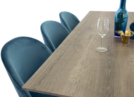 Venture Home Velvet & Marina Matstolar 2-pack Blå + Rektangulära Matbord 180 x 90 Nature