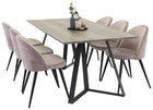 Venture Home Velvet & Marina Matstolar 2-pack Dammig rosa + Rektangulära Matbord 180 x 90 Nature