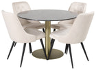 Venture Home Estelle & Velvet Deluxe Runda Matbord ⌀106 Mörkgrå + Matstolar 2-pack Beige