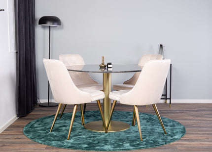 Venture Home Estelle & Velvet Deluxe Runda Matbord ⌀106 Mörkgrå + Matstolar 2-pack Beige
