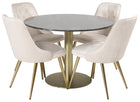 Venture Home Estelle & Velvet Deluxe Runda Matbord ⌀106 Mörkgrå + Matstolar 2-pack Beige