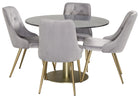 Venture Home Estelle & Velvet Deluxe Runda Matbord ⌀106 Mörkgrå + Matstolar 2-pack Grå
