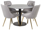 Venture Home Estelle & Velvet Deluxe Runda Matbord ⌀106 Mörkgrå + Matstolar 2-pack Grå