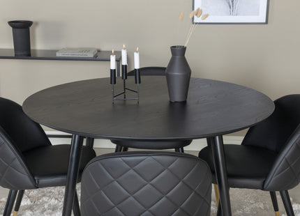 Venture Home Dipp & Velvet Runda Matbord ⌀115 Svart + Matstolar 2-pack Svart
