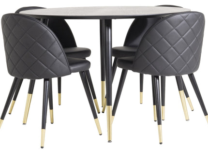 Venture Home Dipp & Velvet Runda Matbord ⌀115 Svart + Matstolar 2-pack Svart