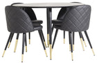 Venture Home Dipp & Velvet Runda Matbord ⌀115 Svart + Matstolar 2-pack Svart