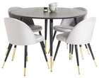 Venture Home Dipp & Velvet Runda Matbord ⌀115 Svart + Matstolar 2-pack Grå