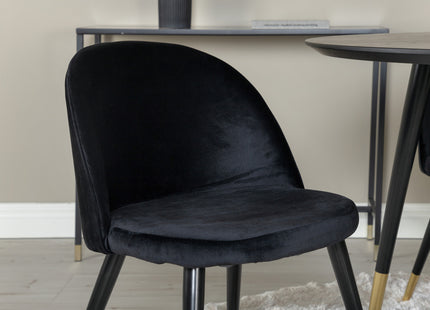Venture Home Dipp & Velvet Runda Matbord ⌀115 Svart + Matstolar 2-pack Svart