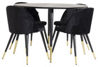 Venture Home Dipp & Velvet Runda Matbord ⌀115 Svart + Matstolar 2-pack Svart