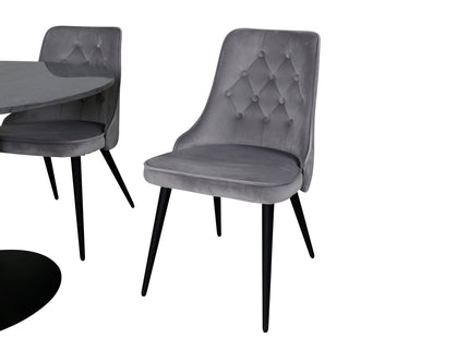 Venture Home Estelle & Velvet Deluxe Runda Matbord ⌀106 Mörkgrå + Matstolar 2-pack Ljusgrå