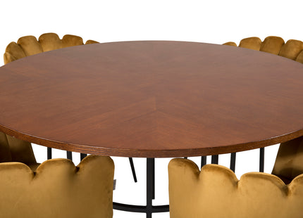 Furniture Fashion Limhamn & Copenhagen Matstolar Gul + Runda Matbord ⌀140 Brun