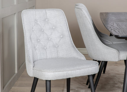 Venture Home Gold & Velvet Deluxe Rektangulära Matbord 180 x 85 Svart + Matstolar 2-pack Grå