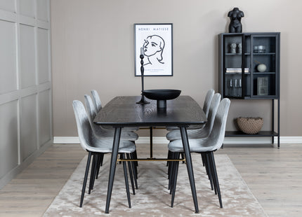 Venture Home Gold & Polar Rektangulära Matbord 180 x 85 Svart + Matstolar 2-pack Grå