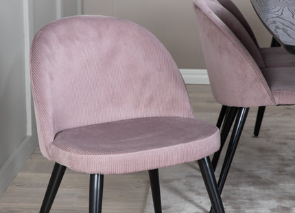 Venture Home Gold & Velvet Rektangulära Matbord 180 x 85 Svart + Matstolar 2-pack Dammig rosa