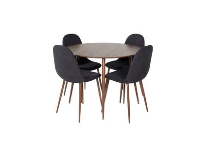 Venture Home Plaza & Polar Runda Matbord ⌀100 Valnöt + Matstolar 2-pack Svart