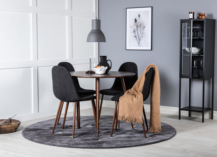 Venture Home Plaza & Polar Runda Matbord ⌀100 Valnöt + Matstolar 2-pack Svart