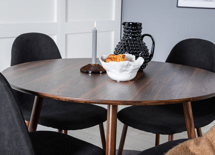 Venture Home Plaza & Polar Runda Matbord ⌀100 Valnöt + Matstolar 2-pack Svart